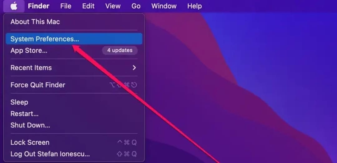 Chọn System Preferences