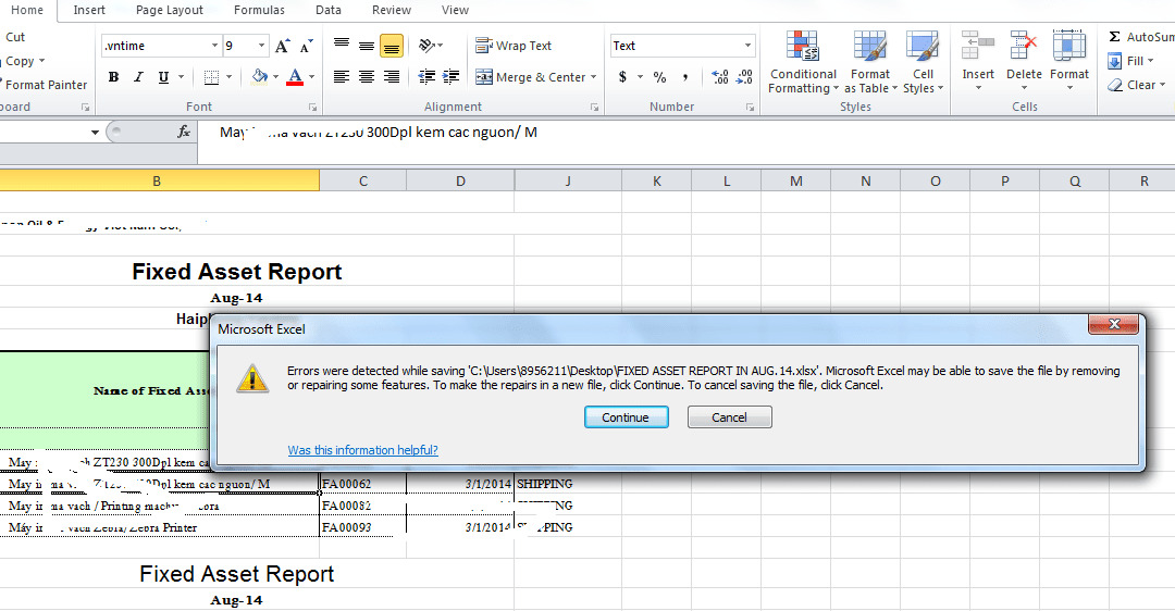 Excel bị lỗi thì làm thế nào