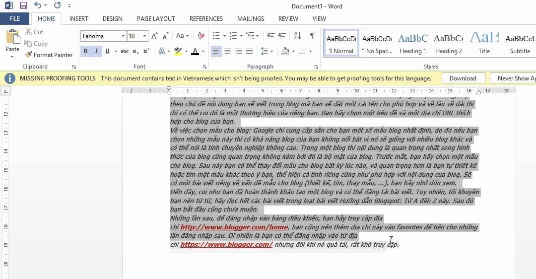 Hướng dẫn cách xóa màu nền chữ trong Word với đoạn văn bản