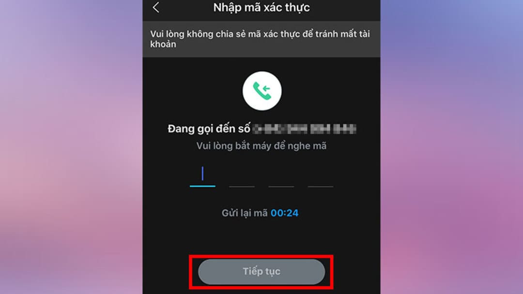 Nhập mã xác nhận để lấy mật khẩu