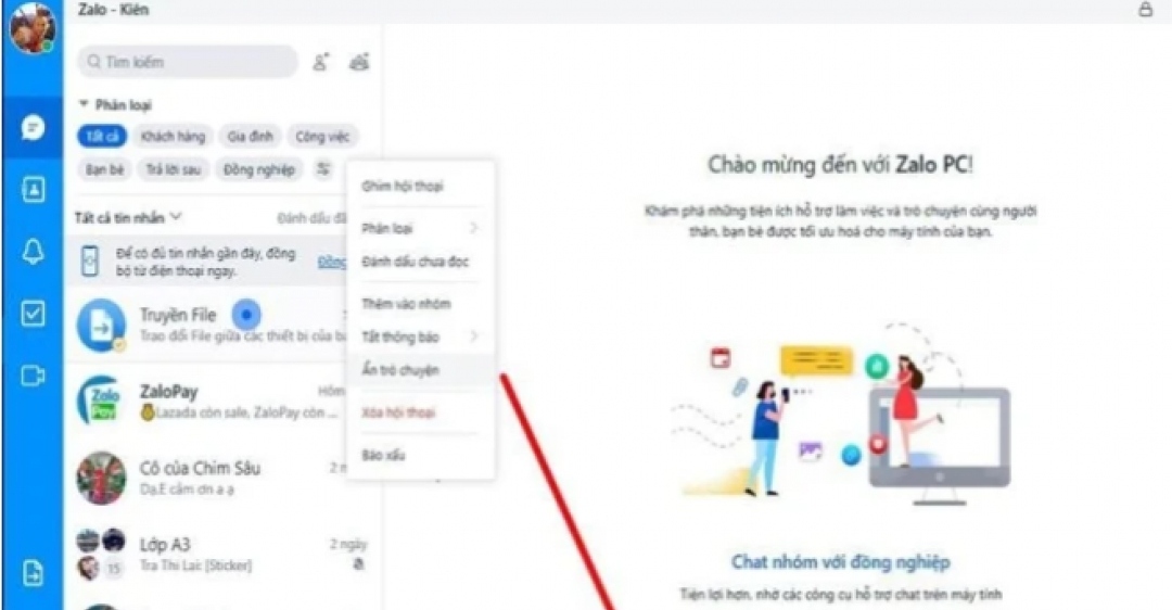 Giao diện của cửa sổ trò chuyện Zalo có những gì