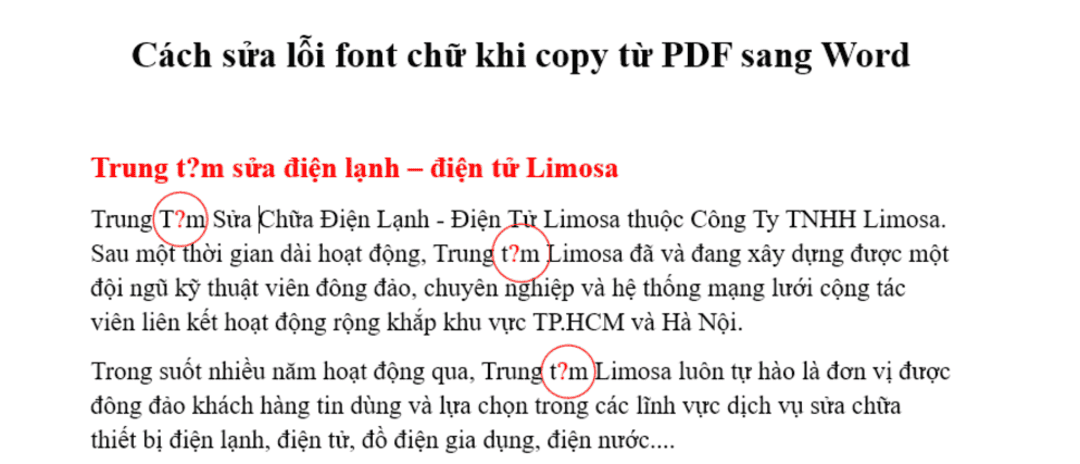 Sửa lõi font chữ khi copy từ PDF sang Word đơn giản