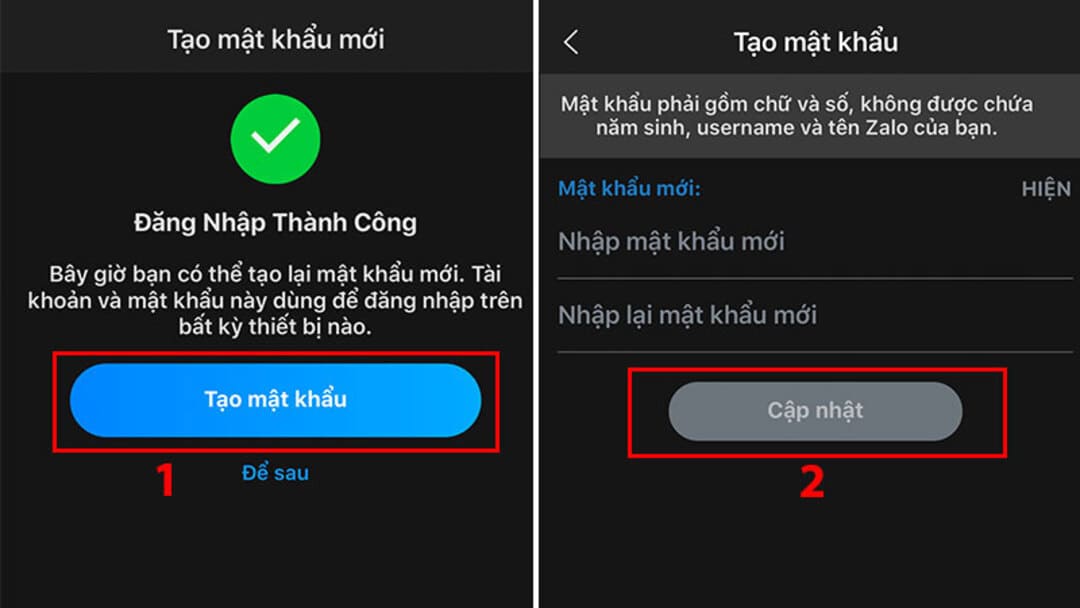 Tạo mật khẩu mới