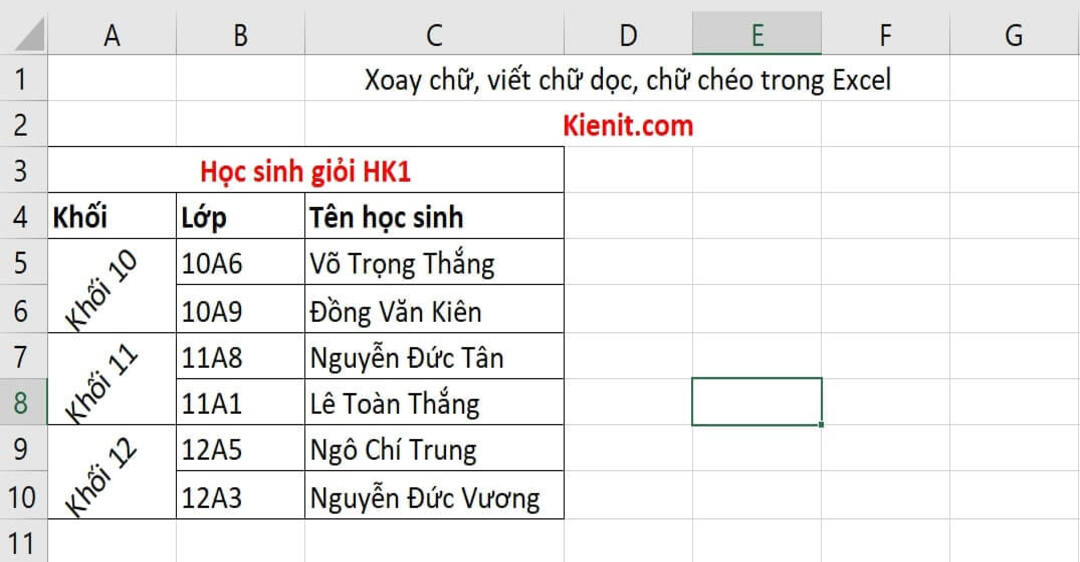 Xoay chữ trong Excel là gì?