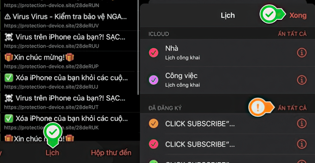 Làm thế nào để ngăn chặn các thông báo lạ trong ứng dụng lịch iphone?