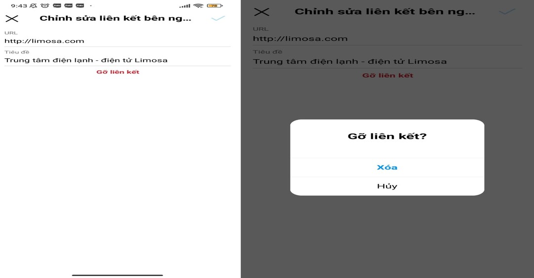 Bước 5 huỷ thêm liên kết