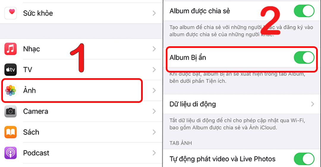 Cách ẩn ảnh và video trên iphone
