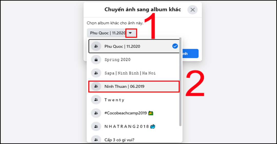 Cách chuyển ảnh từ album này sang album khác trên Facebook