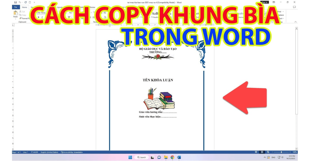 Cách copy khung bìa trong Word