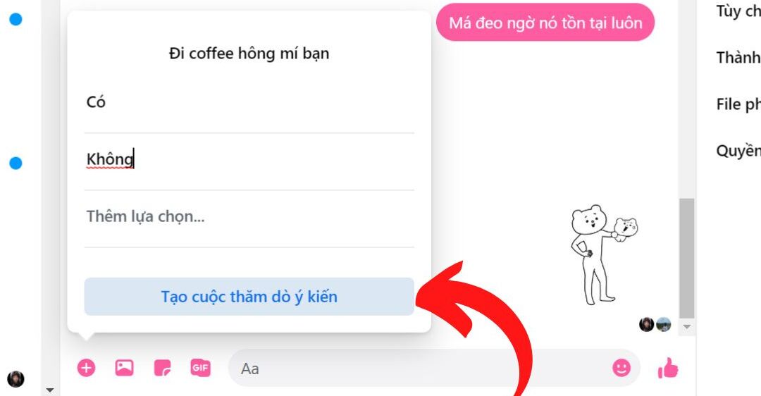 Cách tạo bình chọn có nhiều khả năng trên Messenger.