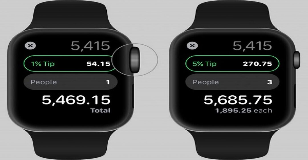 Hướng dẫn cách dùng chức năng chia hóa đơn trong Calculator trên Apple Watch