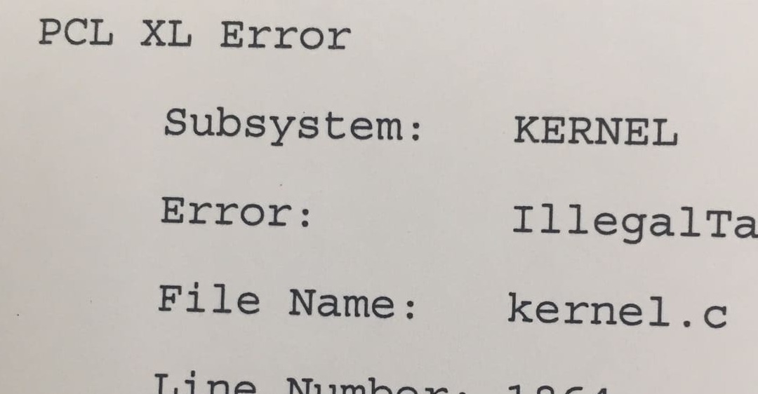 Lỗi pcl xl error trên máy in HP là g