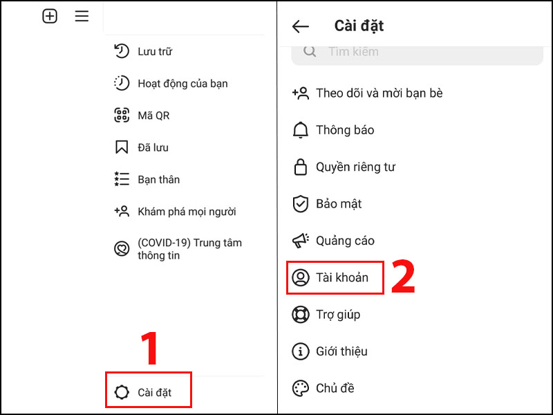 Quay về tài khoản Instagram cá nhân