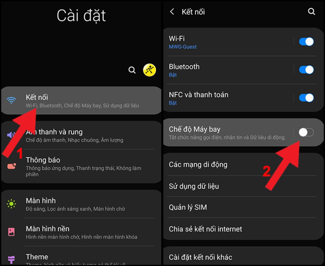 Bật chế độ máy bay