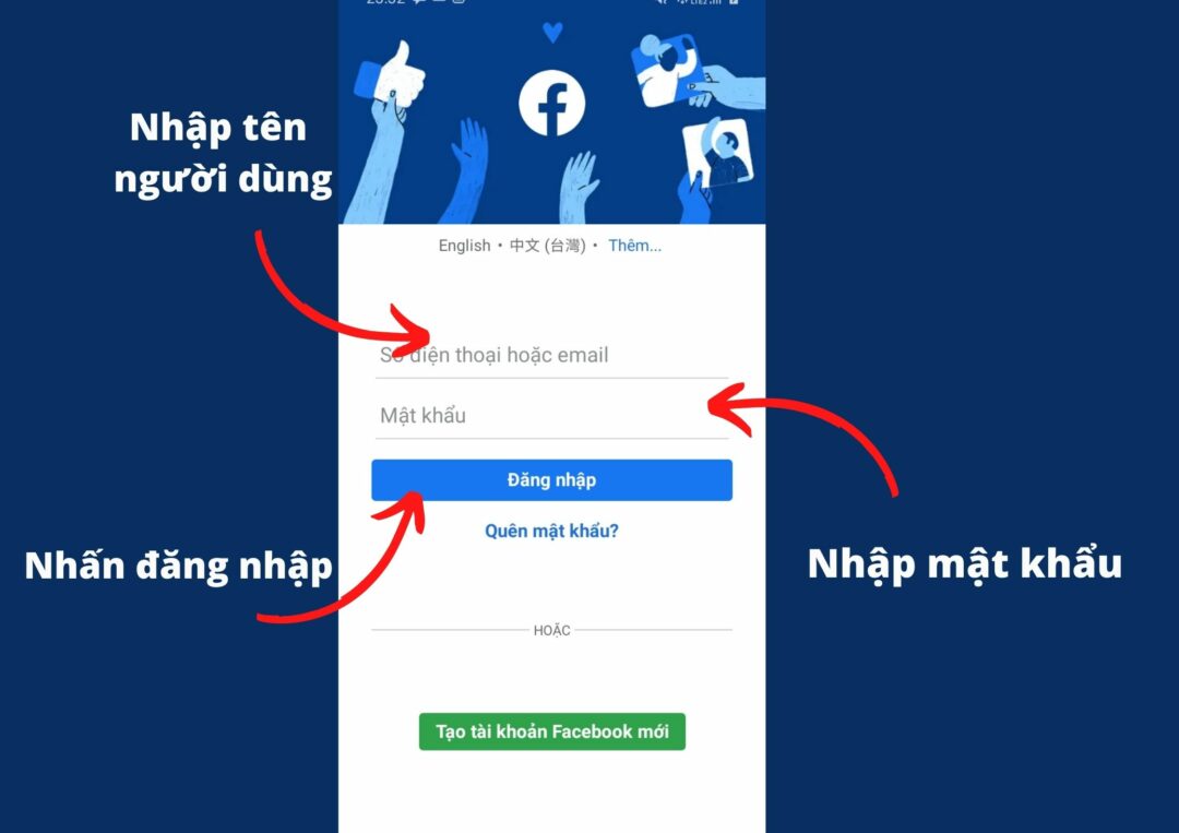 Cách đăng nhập tài khoản Facebook