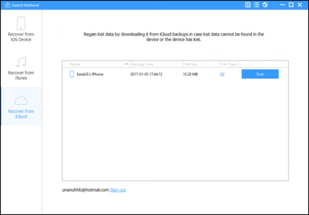 Giao diện Easeus mobisaver