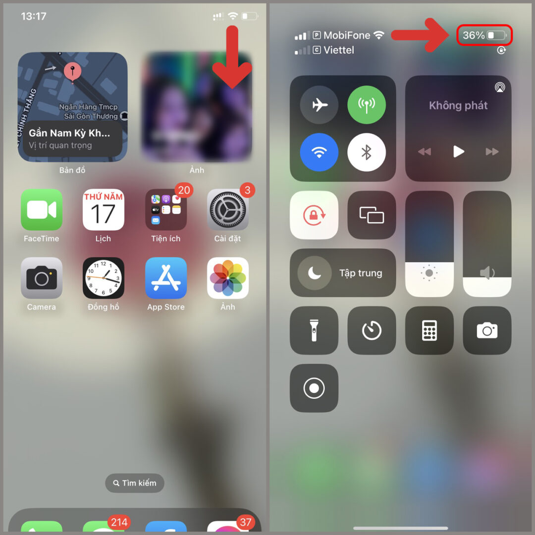 Cách hiển thị phần trăm pin iphone 13