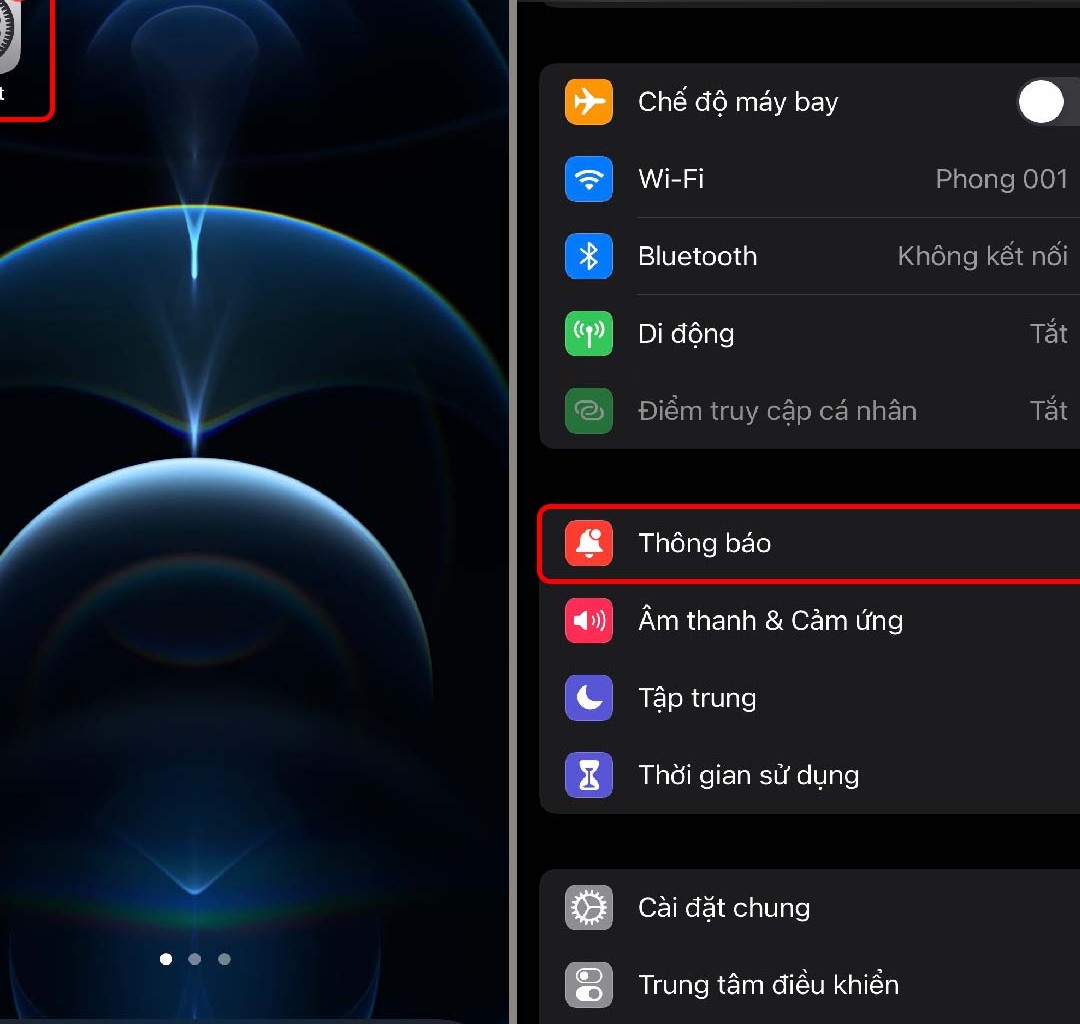 iphone không hiển thị thông báo ứng dụng