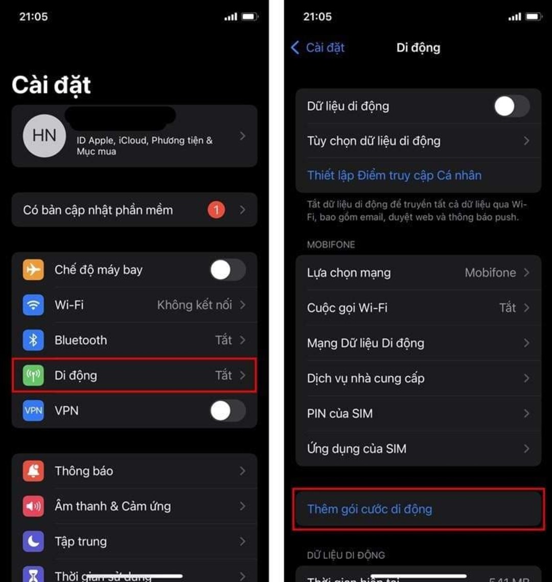 Chuyển đổi eSIM trực tiếp trên Iphone