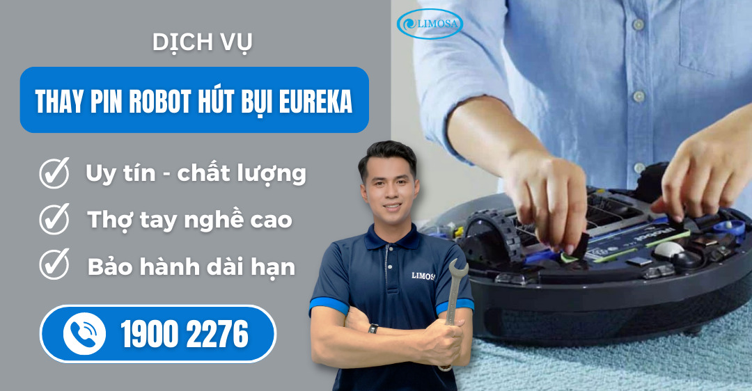 thay pin robot hút bụi Eureka Limosa
