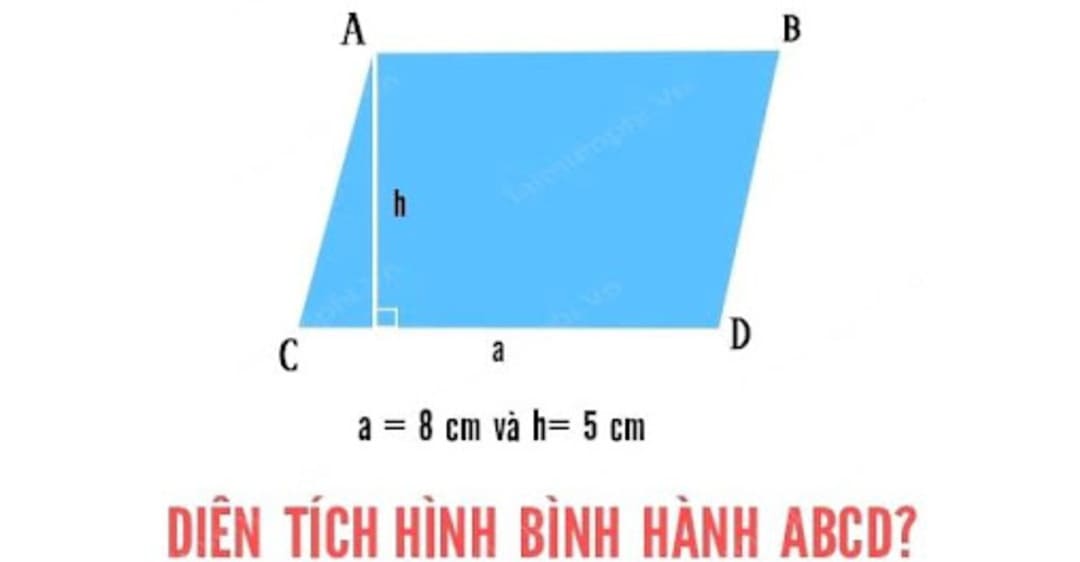 Công thức tính diện tích hình bình hành