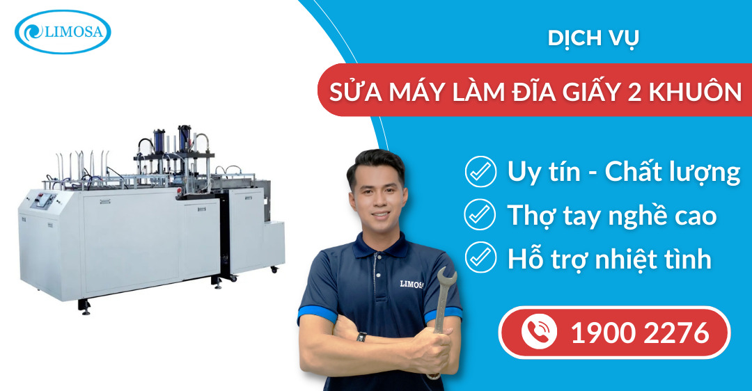 Sửa máy làm đĩa giấy 2 khuôn Limosa