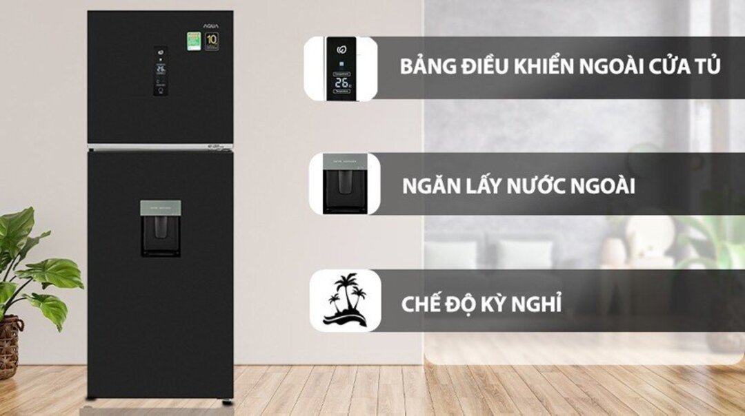 Tủ lạnh Aqua Inverter 347 lít AQR-T400FA(WFB) với thiết kế ngăn đá trên sang trọng