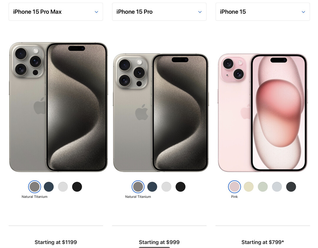 các dòng iphone 15