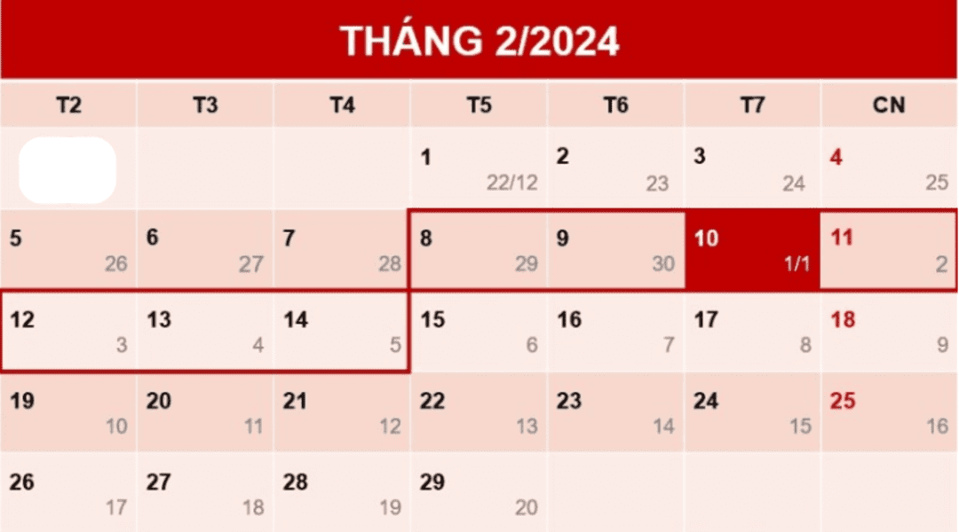 mùng 4 tết 2024 là ngày mấy dương lịch