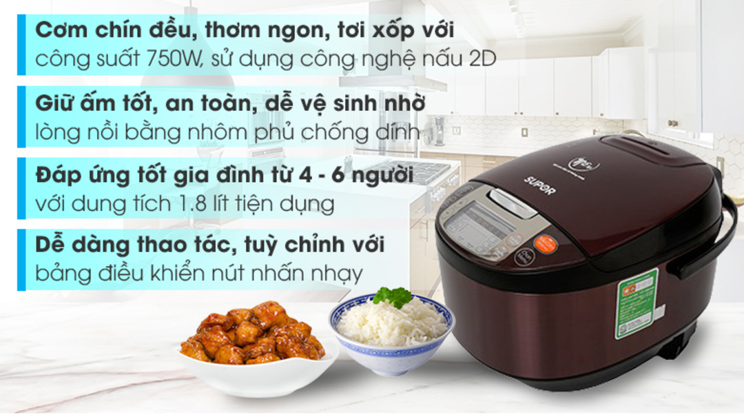 nồi cơm điện Delites và Supor