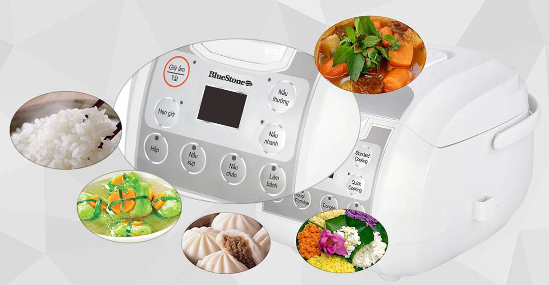 so sánh nồi cơm điện Bluestone và Gourmia