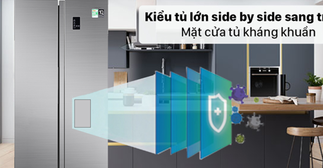 Tủ lạnh SBS Aqua Inverter 480 lít AQR-S480XA(SG)