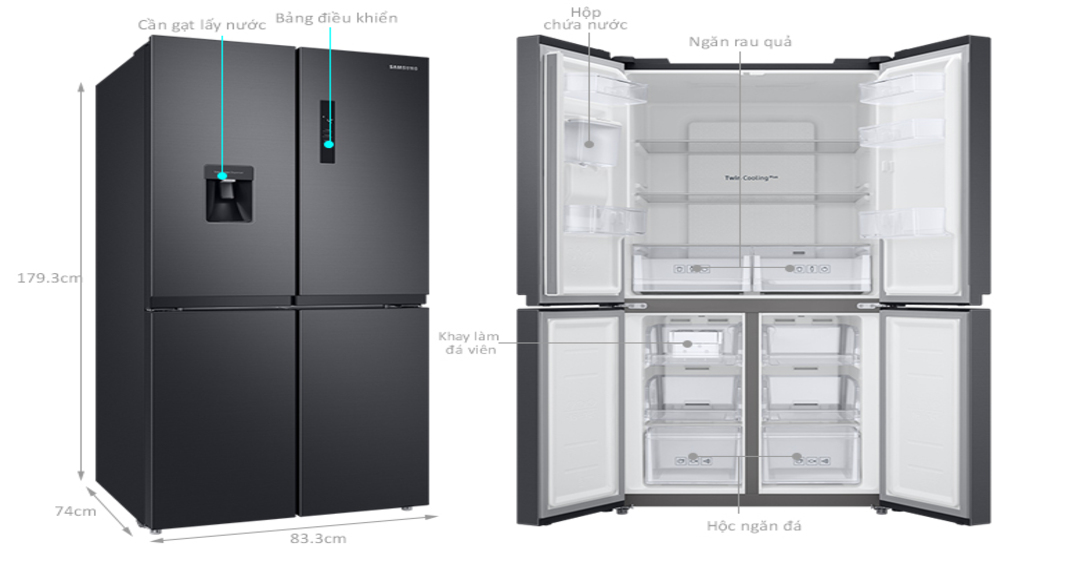 Tủ lạnh Samsung Inverter 488 lít Multi Door RF48A4010B4/SV