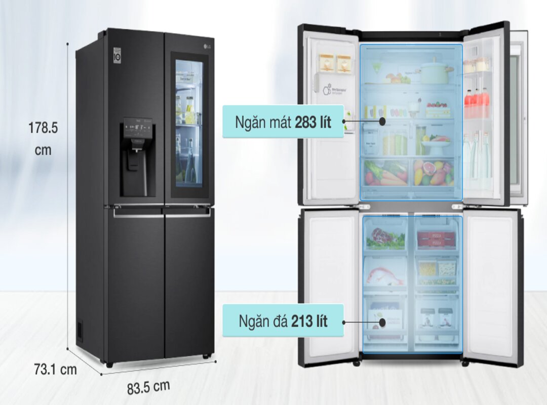 Tủ lạnh LG Inverter 496 lít Multi Door InstaView Door-in-Door GR-X22MB