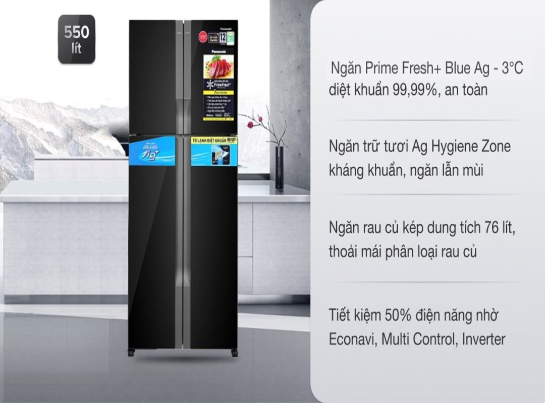 Tủ lạnh Panasonic Inverter 550 lít Multi Door NR-DZ601VGKV
