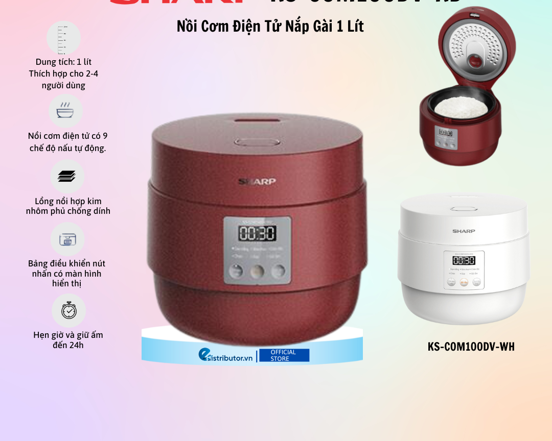 Nồi cơm điện tử Sharp KS-COM100DV-RD