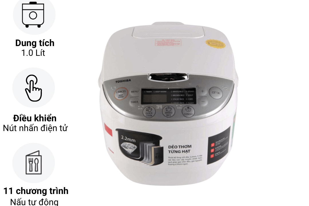 Nồi cơm điện tử Toshiba RC-10DH2PV(W)