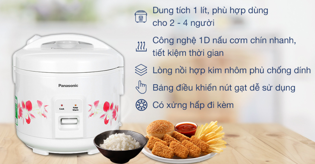 Nồi cơm nắp gài Panasonic 1 lít SR-MVN10FRAX