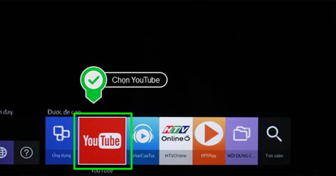 cách tải ứng dụng youtube trên smart tivi samsung bước 2