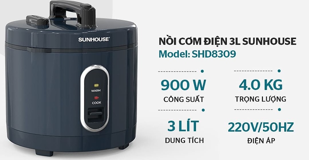 Nồi cơm nắp gài Sunhouse 3 lít SHD8309