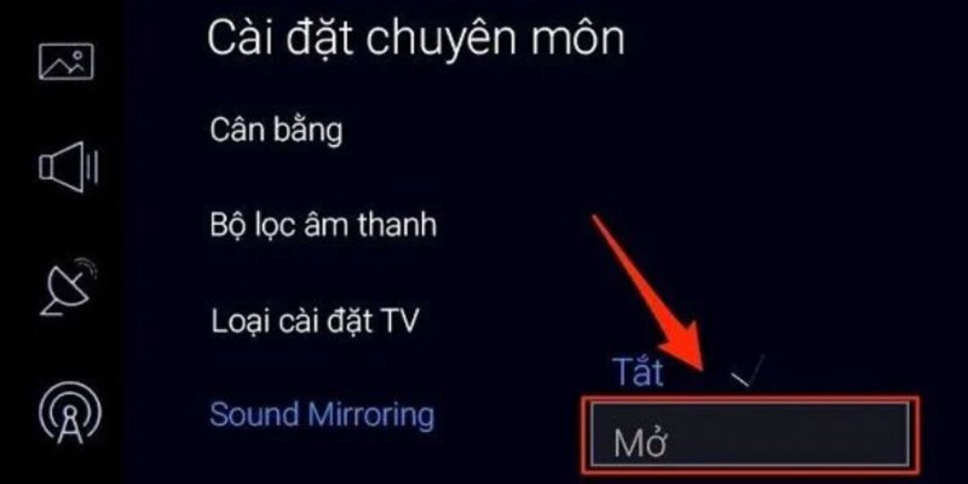 Chọn mở sound mirroring