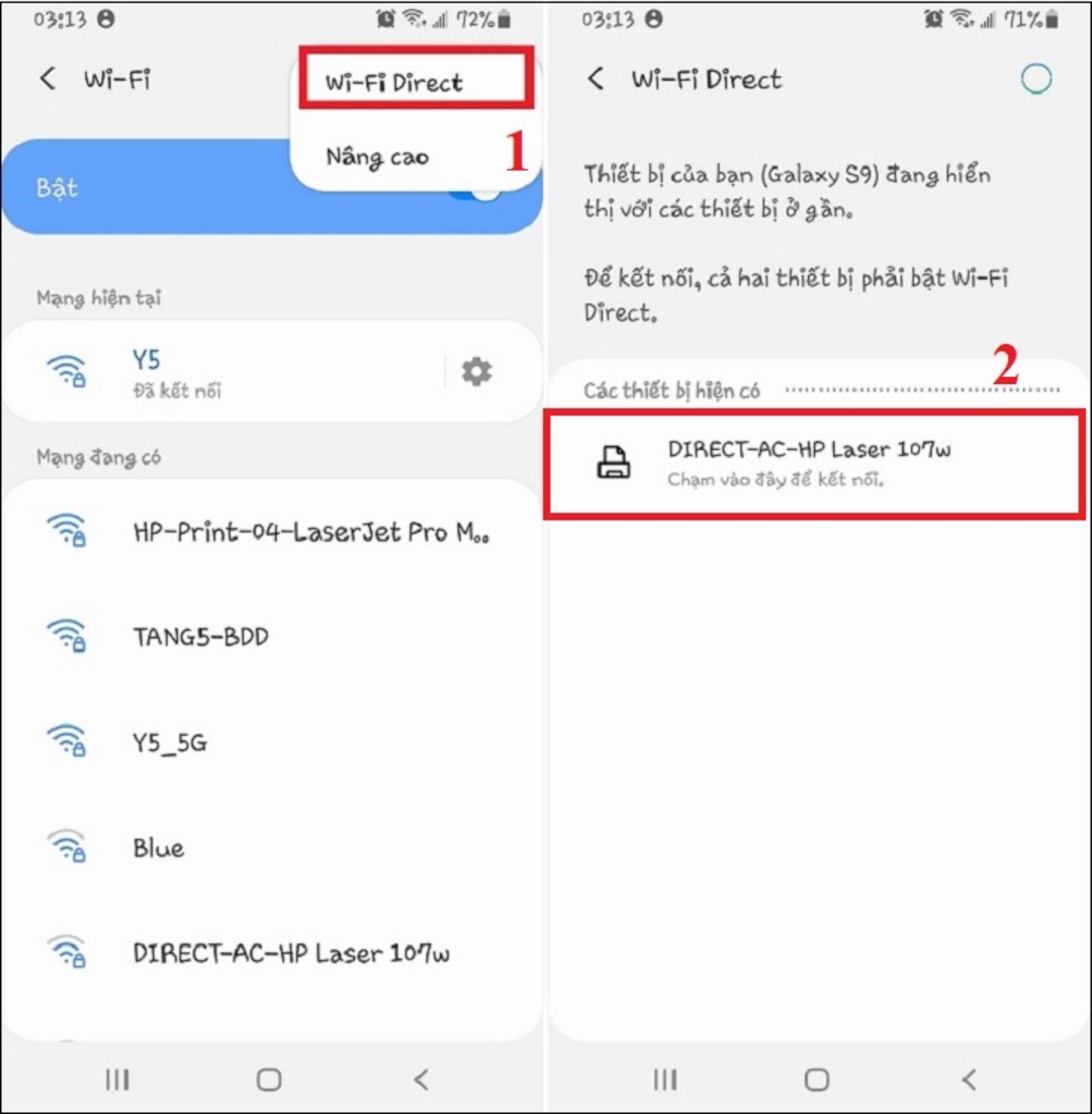 dùng WiFi direct trên tivi Sony bằng điện thoại Android bước 2