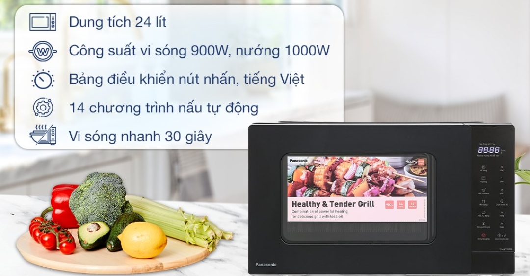 Lò vi sóng có nướng Panasonic NN-GT35NBYUE 24 lít