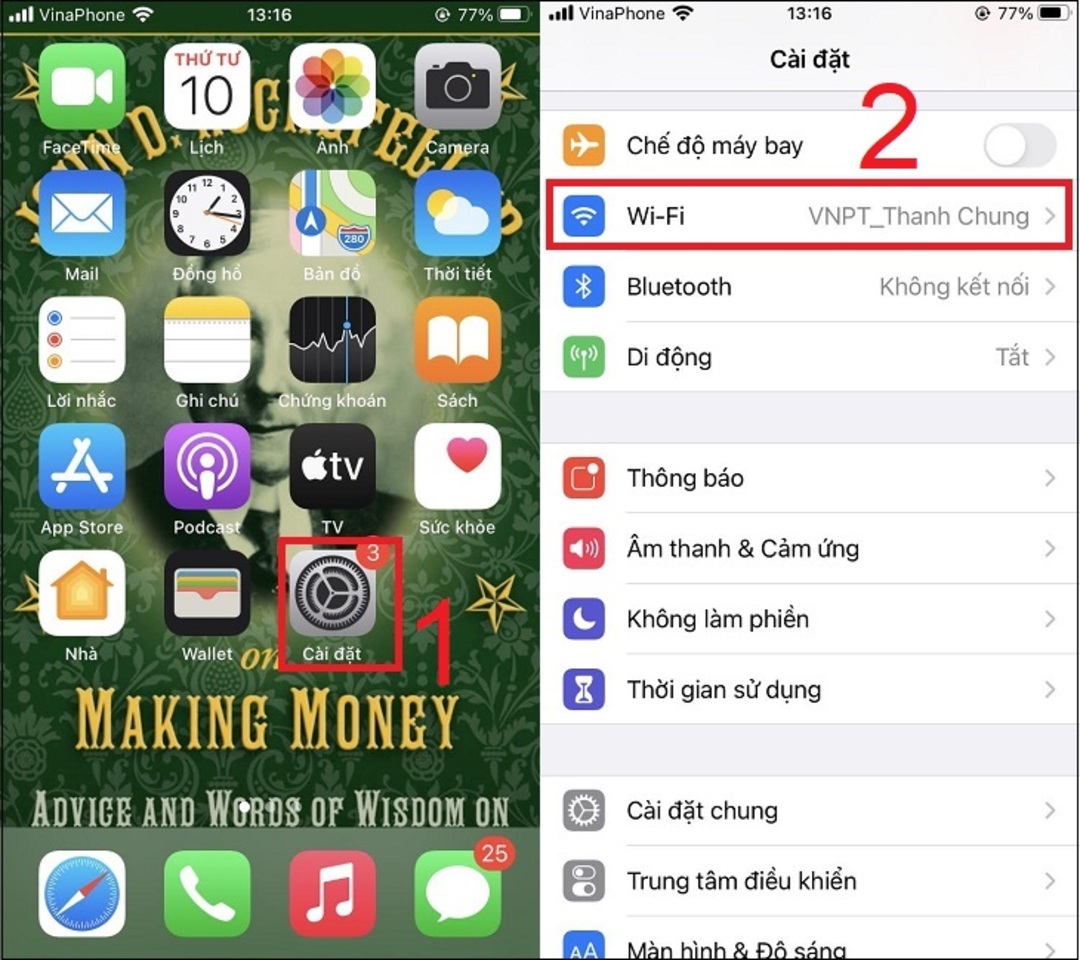 WiFi direct trên tivi Sony bằng điện thoại Iphone bước 1