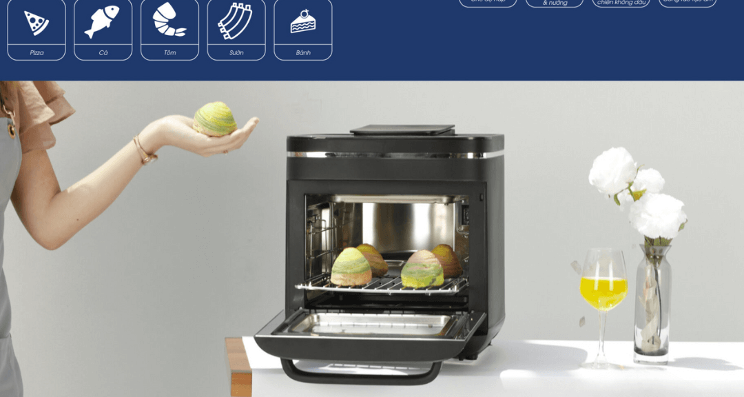 Lò chiên không dầu kết hợp hấp Kalite STEAM X 15 lít