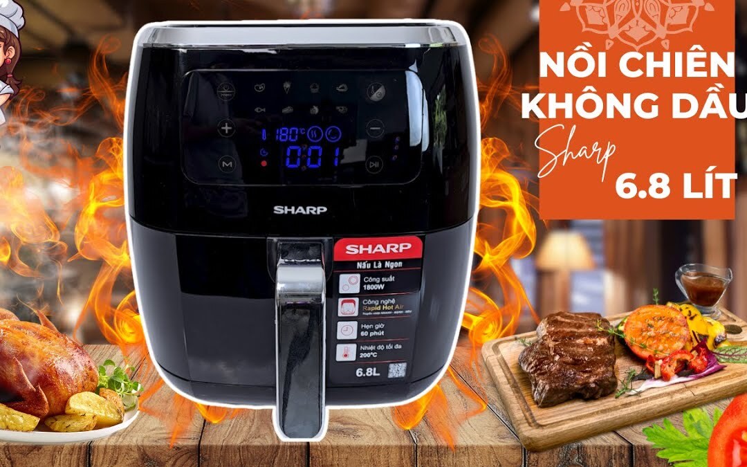 Nồi chiên không dầu Sharp KF-AF68EPV-BK 6.8 lít