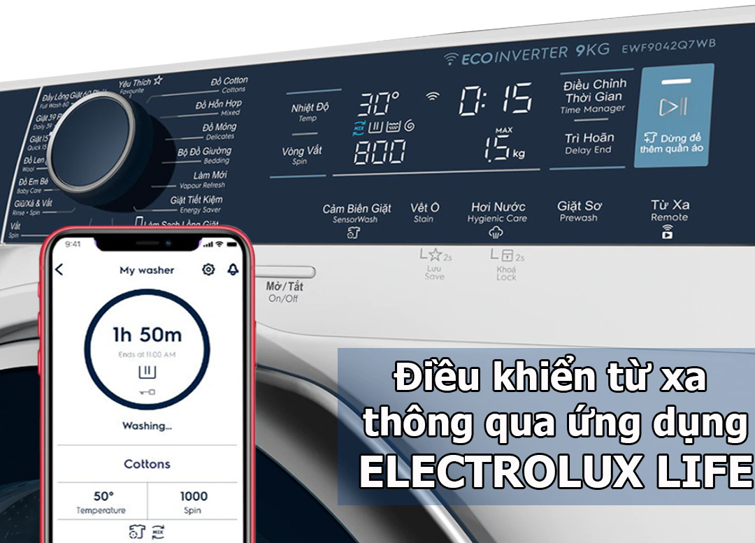 Lợi ích khi bạn kết nối điện thoại với máy giặt Electrolux