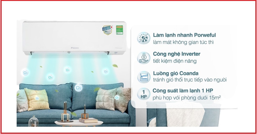 8-3. Máy lạnh Daikin Inverter 1 HP ATKB25YVMV
