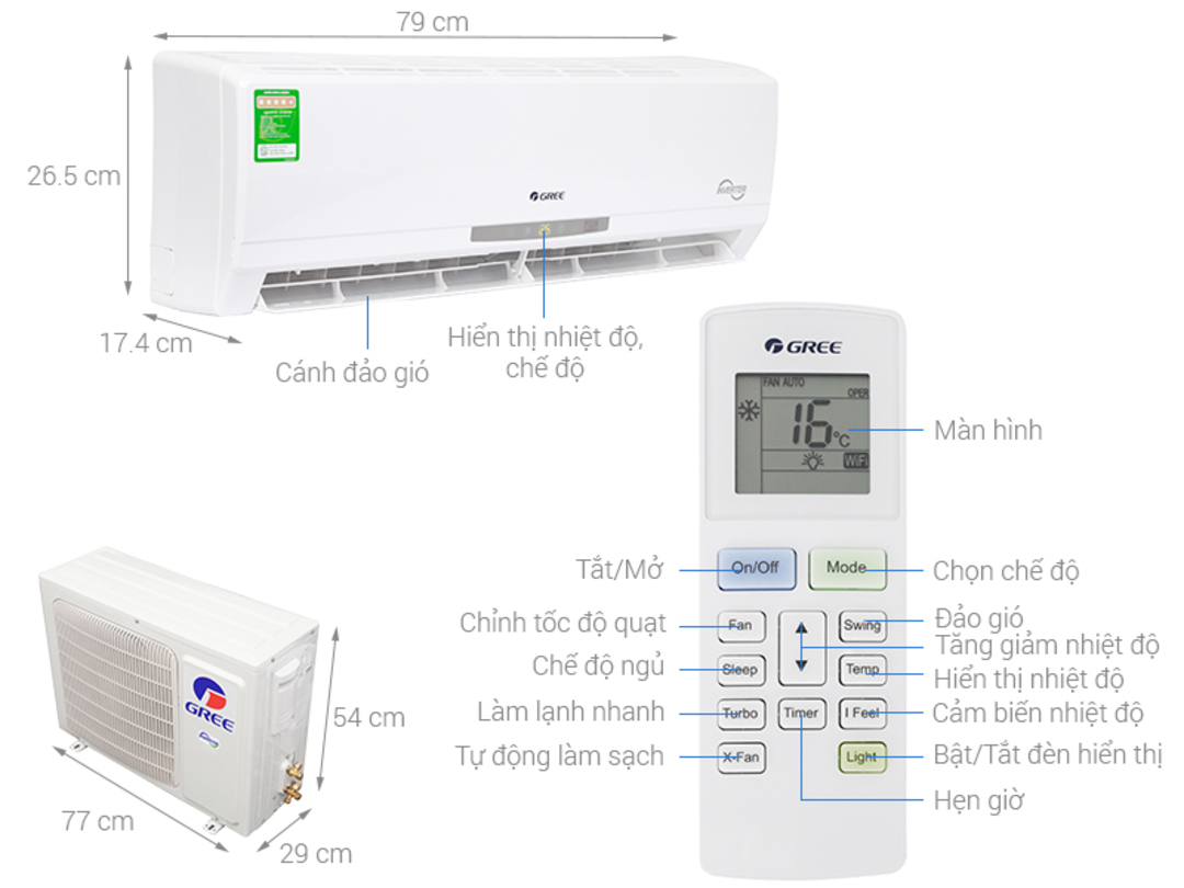 Máy lạnh Gree Inverter 1 HP GWC09CA-K3DNC2I
