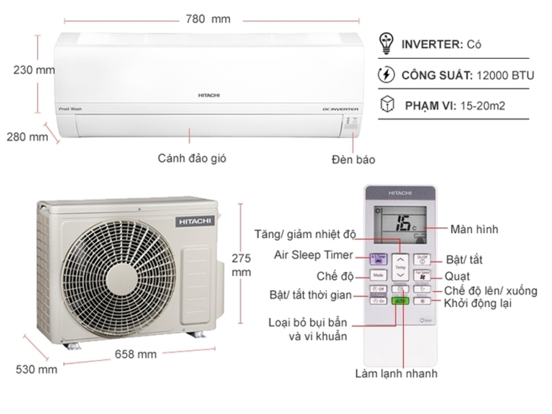 Máy lạnh Hitachi Inverter 1.5HP RAS-F13CY